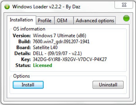 Klik Install untuk aktivasi Windows 7
