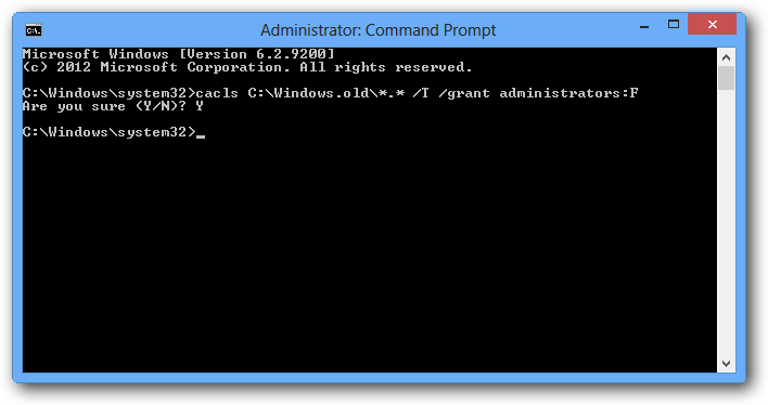 command prompt delete windows.old
