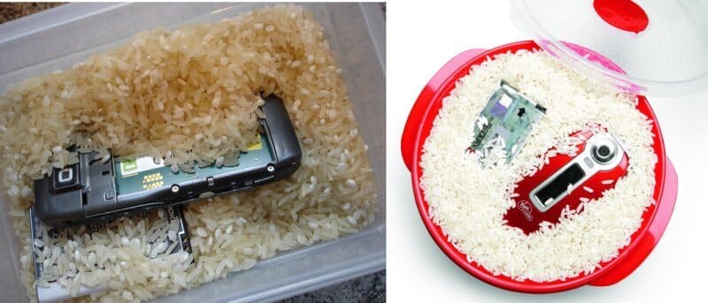 merendam handphone dalam beras
