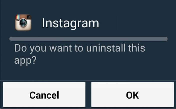 uninstal instagram
