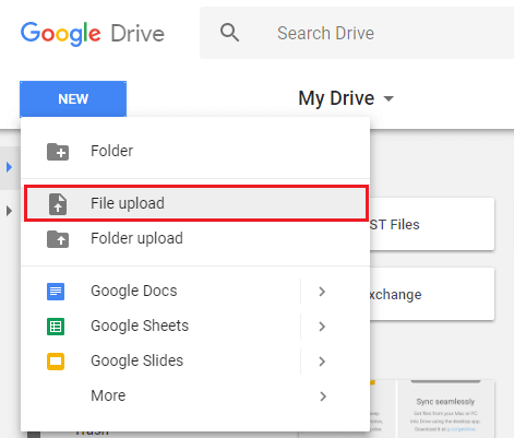 file upload google drive