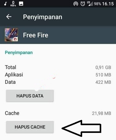 hapus cache free fire