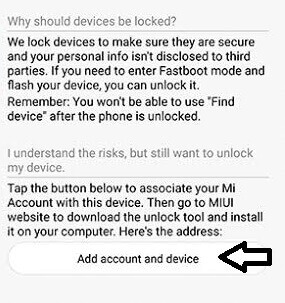 unlock mi status add new device