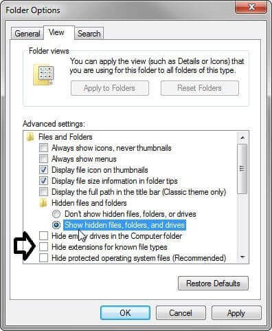 show hidden file folder and drive