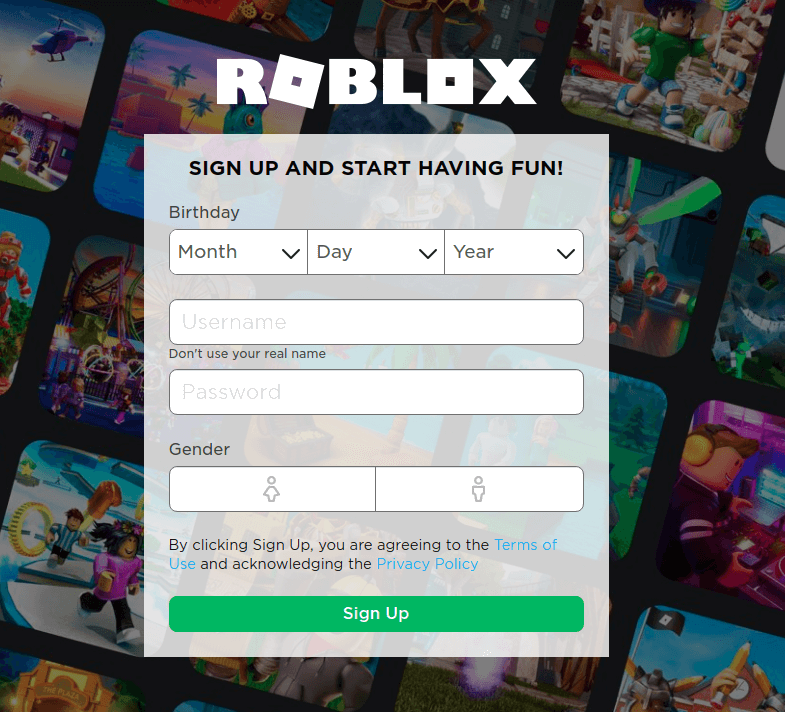 old roblox sign up