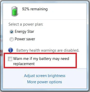 Warn me if my battery may need replacement